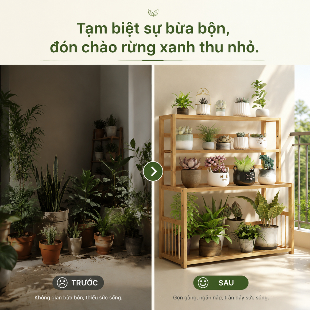 Kệ Hoa Bằng Tre Chống Ẩm Dễ Dàng Lắp Đặt  Đa Năng Lưu Trữ Trang Trí Dễ Vệ Sinh Nhiều Kí Ship nhanh