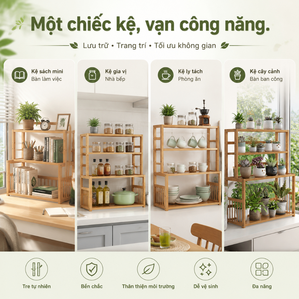 Kệ Hoa Bằng Tre Chống Ẩm Dễ Dàng Lắp Đặt  Đa Năng Lưu Trữ Trang Trí Dễ Vệ Sinh Nhiều Kí Ship nhanh