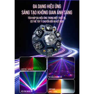 Đèn Sân Khấu Moving 6 Cánh 200W Lập Hổ, Đèn Led Trang Trí Phòng,Đèn Xoay 360 Độ Đèn Decor, Dùng Cho DJ, Quán Bar Karaoke