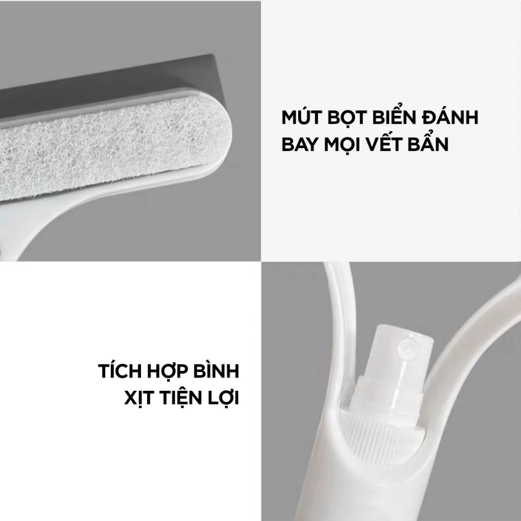 Cây lau kính đa năng 3 trong 1 kèm bình xịt và gạt nước lau kính dụng cụ lau kính thay thế khăn lau kính SOJIMOP