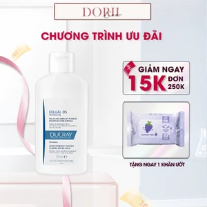DUCRAY - DẦU GỘI LÀM SẠCH GÀU, DỊU NGỨA VÀ ĐỎ DA DUCRAY KELUAL DS SHAMPOO 100ML tặng khăn uớt