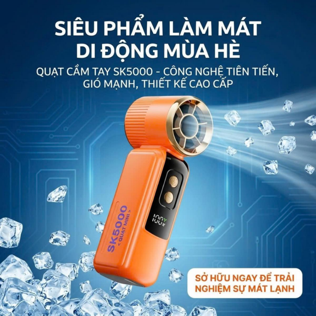 Quạt Cầm Tay Siêu Nhỏ Tốc Độ Cao - Quạt Mini Gió Mạnh, Động Cơ Không Chổi Than, Sạc USB