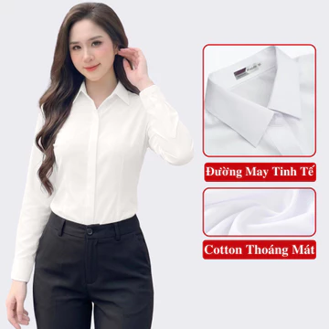 Áo Sơ Mi Trắng Công Sở Nữ Tay Dài Madela. Sơ Mi Trắng Công Sở Nữ Tay Dài Trong Bộ SP: Áo Sơ Mi Nữ, Sơ Mi Nữ