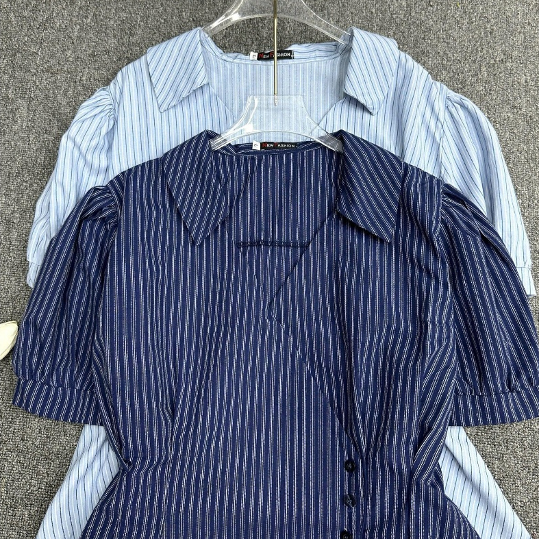 Áo Sơ Mi Nữ Baby Doll Kẻ Sọc Tay Phồng Che Bụng Tôn Dáng Bigsize AT470 Dieu Trang Fashion
