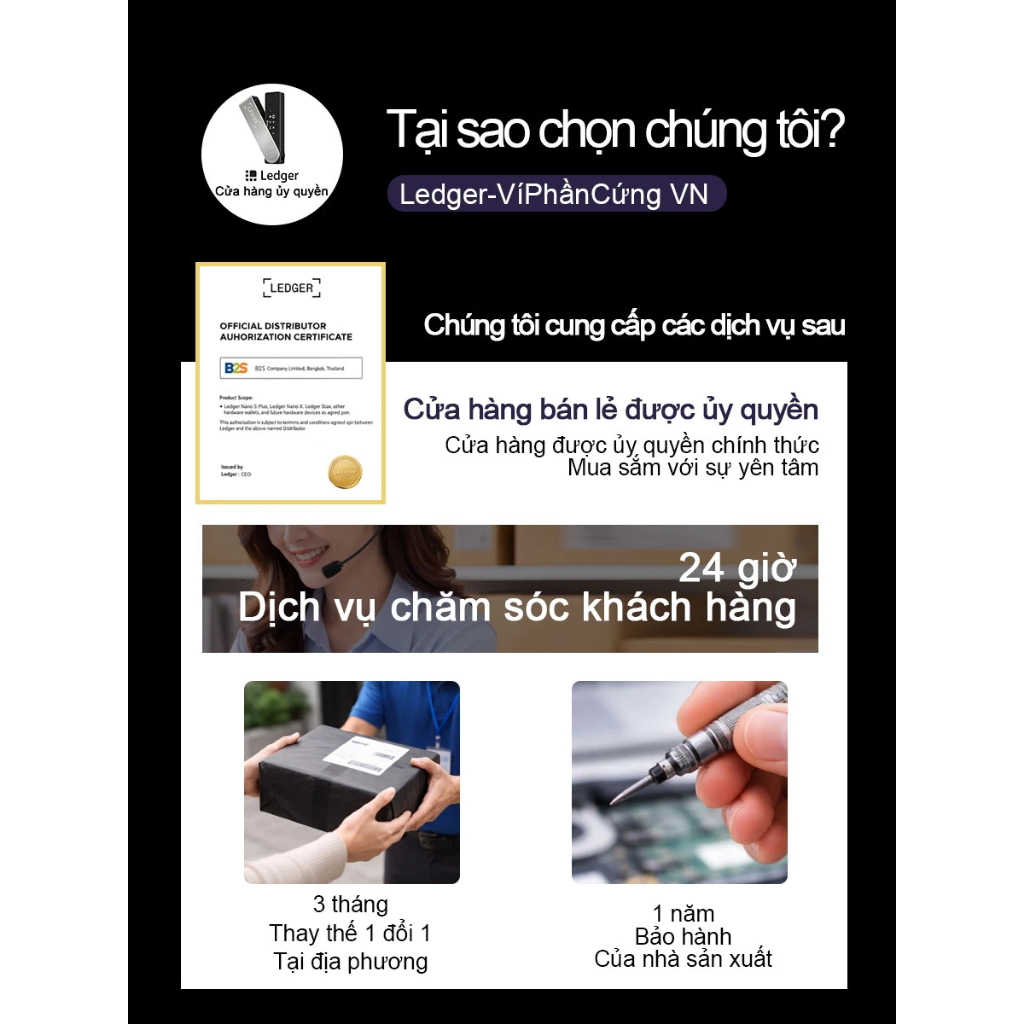 Ledger Nano X Ví Cứng Crypto, Ví Lạnh Bảo Mật, Màn Hình OLED, Chip Secure Element, Bảo Hành 2 Năm, Đổi Mới 3 Tháng