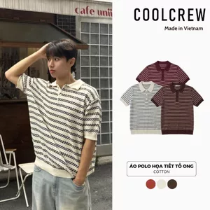 Áo Polo Len Dệt Kim Họa Tiết Sọc Ngang 𝐂𝐎𝐎𝐋𝐂𝐑𝐄𝐖 Unisex Form Oversized Phong Cách Thời Trang Hàn Quốc ALH12 APN115
