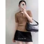 Áo len nâu ngắn tay GUMIN thiết kế áo cổ bẻ basic công sở thanh lịch, Áo kiểu nữ vintage sang trọng cao cấp