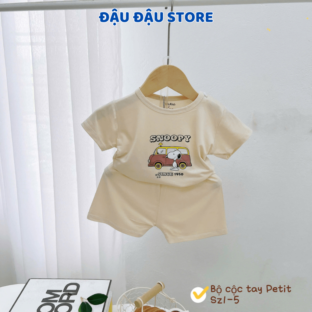 Set 2/3 Bộ cộc cài vai thun petit mềm mịn in hoạ tiết cho bé trai bé gái size 4-15 kg DK-CV33 Đậu Đậu Store