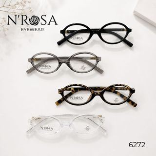 Gọng Kính Cận N’ROSA 6272 – Dáng Oval Thời Thượng, Nhựa Cao Cấp Phối Chi Tiết Kim Loại Gold