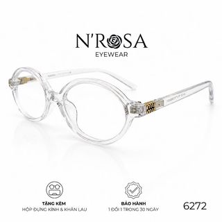 Gọng Kính Cận N’ROSA 6272 – Dáng Oval Thời Thượng, Nhựa Cao Cấp Phối Chi Tiết Kim Loại Gold