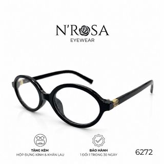 Gọng Kính Cận N’ROSA 6272 – Dáng Oval Thời Thượng, Nhựa Cao Cấp Phối Chi Tiết Kim Loại Gold