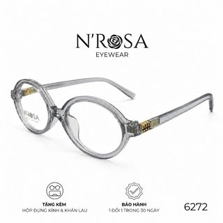 Gọng Kính Cận N’ROSA 6272 – Dáng Oval Thời Thượng, Nhựa Cao Cấp Phối Chi Tiết Kim Loại Gold
