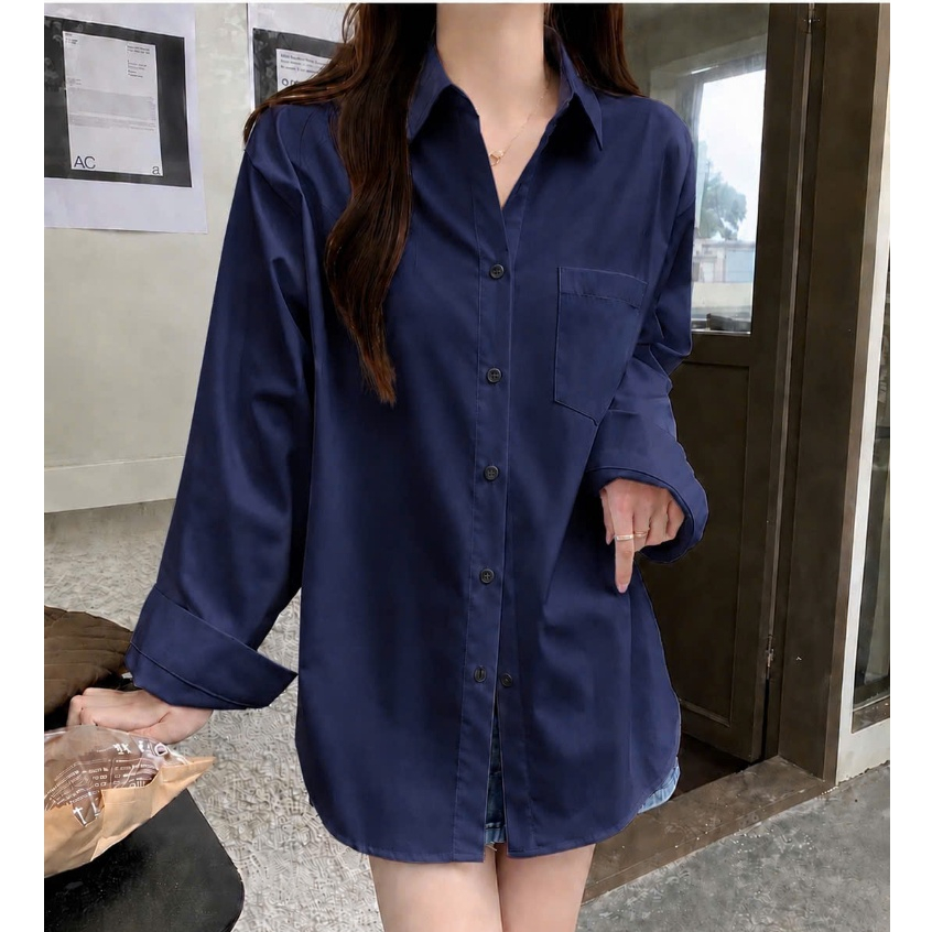 Áo Sơ Mi Dài Tay Màu Trendy Bigsize Nữ,Sơ Mi Form Rộng Che Mông Chất Vải Mát Không Nhăn SM20