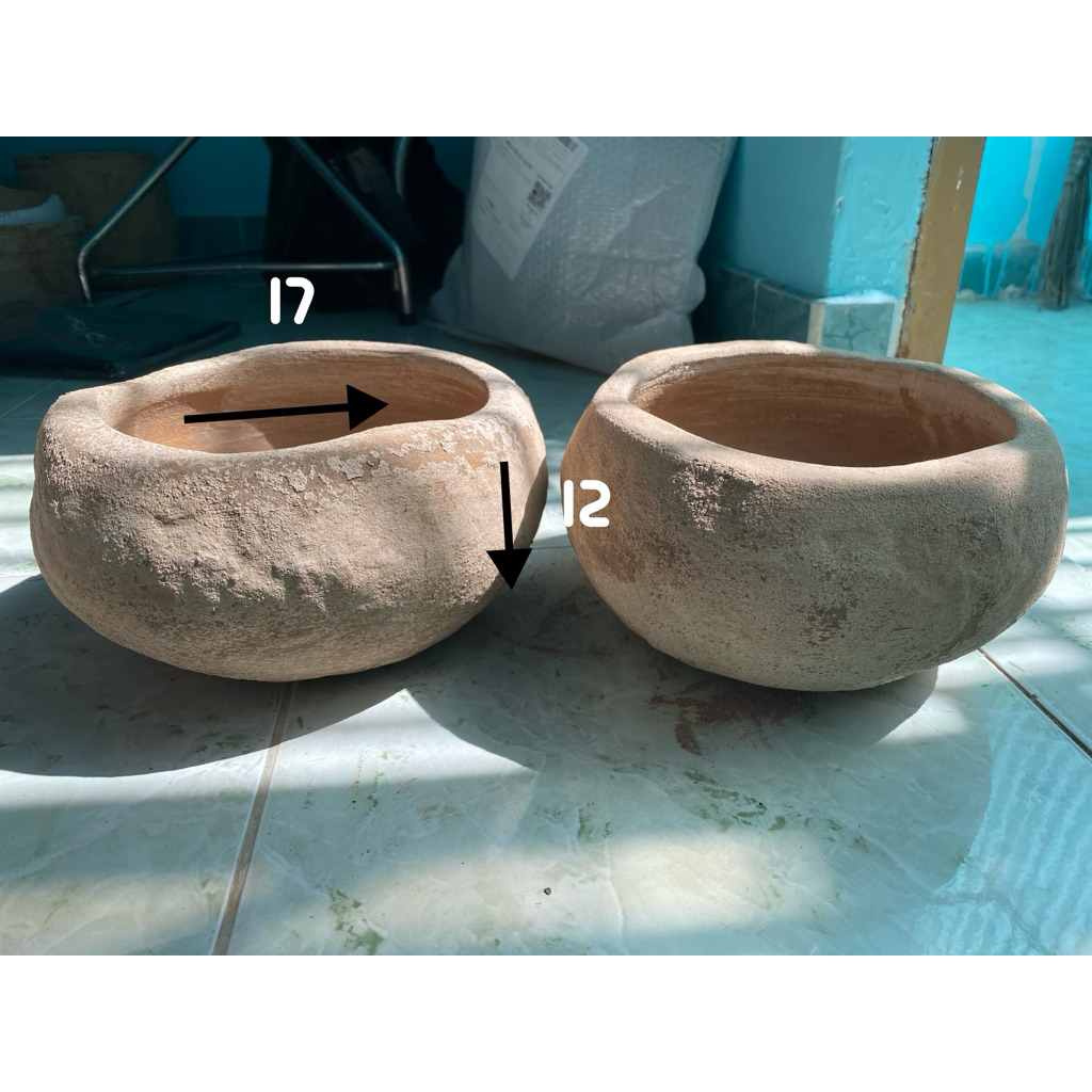 Chậu Trứng Méo-Chậu Đất Nung-VUONCOCHAU tặng kèm lót chậu