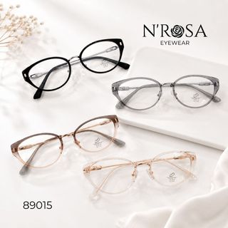 Gọng Kính Mắt Mèo N’ROSA 89015 – Thiết Kế Phối Kim Loại Sang Trọng, Tôn Dáng Mặt