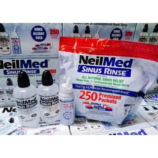 [FULL BOX] Muối Rửa Mũi Neilmed Sinus Rinse Nhập Khẩu Mỹ [Túi 250 Gói Muối + 2 Bình Rửa + 1 Bình Xịt]