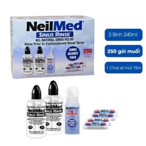 Muối Rửa Mũi Neilmed Sinus Rinse Nhập Khẩu Mỹ [Túi 250 Gói Muối + 2 Bình Rửa + 1 Bình Xịt]