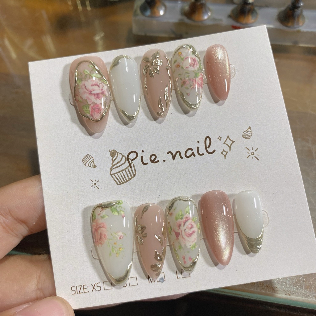 497. nailbox tráng gương, foild hoa hồng