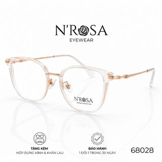 Gọng Kính Cận N’ROSA 68028 – Thiết Kế Tròn Phối Kim Loại Thanh Mảnh, Phong Cách Hàn Quốc Trẻ Trung