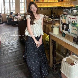 Chân Váy Dài Chấm Bi Dáng A Che Dáng, Dễ Phối, Đi Học Đi Làm DOTTIE LONG SKIRT Cakecat