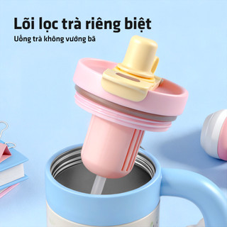Ly giữ nhiệt Photres 850ml cốc giữ nhiệt có ống hút họa tiết hoạt hình cute bình nước văn phòng giữ lạnh có tay cầm 900m