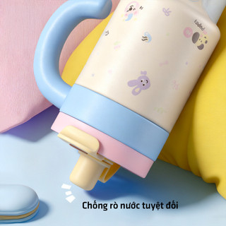 Ly giữ nhiệt Photres 850ml cốc giữ nhiệt có ống hút họa tiết hoạt hình cute bình nước văn phòng giữ lạnh có tay cầm 900m