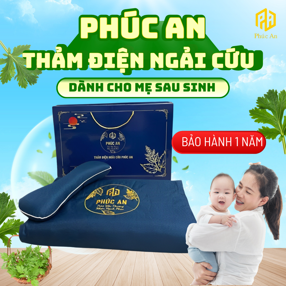 [Bảo hành 1 năm] Thảm điện ngải cứu Phúc An sưởi ấm toàn thân, lưng, bụng cho mẹ sau sinh, an toàn, dễ chịu