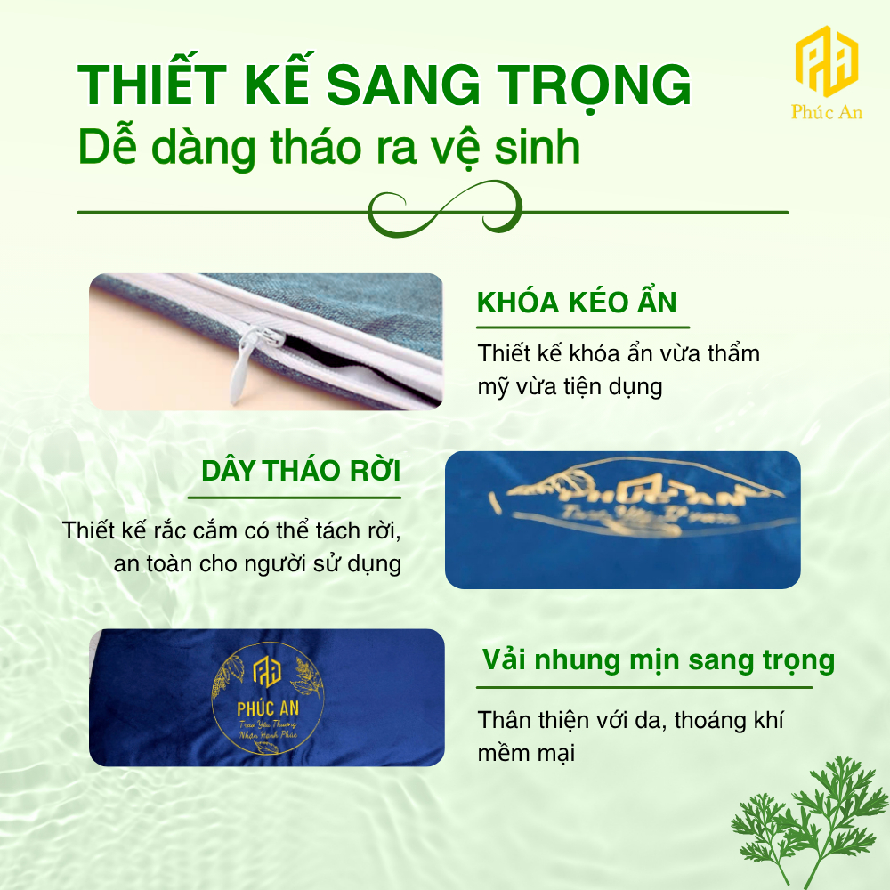 [Bảo hành 1 năm] Thảm điện ngải cứu Phúc An sưởi ấm toàn thân, lưng, bụng cho mẹ sau sinh, an toàn, dễ chịu