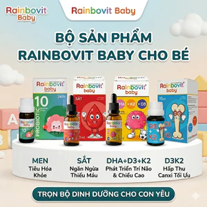 Bộ Sản Phẩm Rainbovit Baby Men/Sắt/DHA+D3+K2/D3K2 Cho Bé