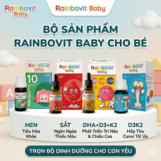 Bộ Sản Phẩm Rainbovit Baby Men/Sắt/DHA+D3+K2/D3K2 Cho Bé
