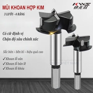 KWS Mũi Khoan 35mm Có Định Vị Độ Sâu – Khoan Bản Lề Gỗ MDF Plywood Êm, Không Rung, Lỗ Mịn Chính Xác