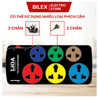 Ổ Cắm Điện Kéo Dài 6 Ổ Cắm Lioa Dây Dài 3m, 5m Có Công Tắc Dây Dài Chống Cháy Nổ An Toàn