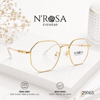 Gọng Kính Kim Loại N’ROSA 29165 – Thiết Kế Đa Giác Thời Thượng, Siêu Mảnh, Phong Cách High-Fashion