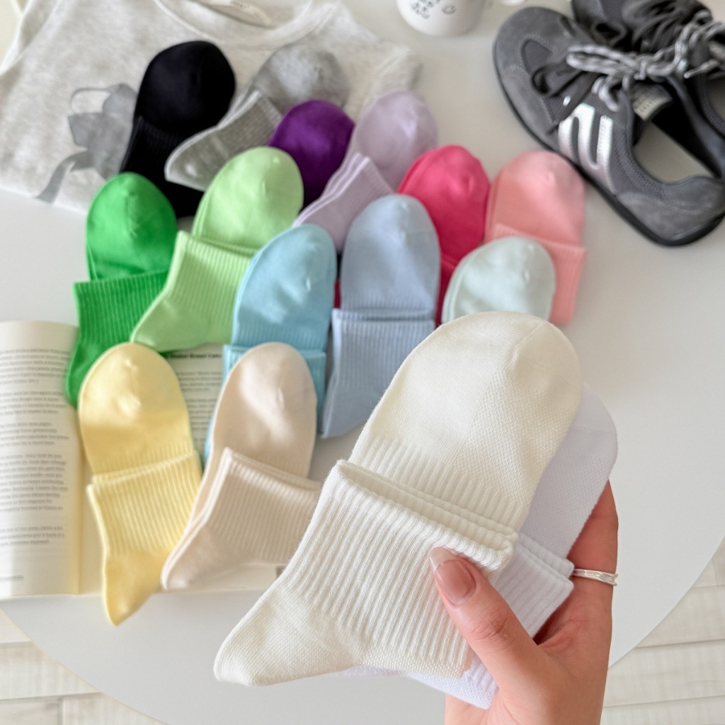 Vớ Tất cotton cổ lửng loại đẹp 15 màu phong cách đơn giản, năng động.