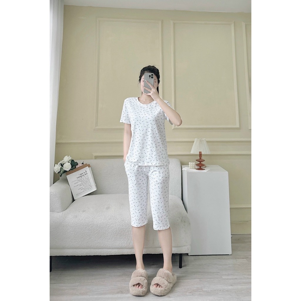 Bộ Đồ Nữ Họa Tiết OHANLY – Bộ Mặc Nhà Nữ Cotton 4 Chiều Co Giãn Thoáng Mát Form Rộng