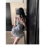 Đầm thun cổ yếm chân bèo tầng ren kèm quần