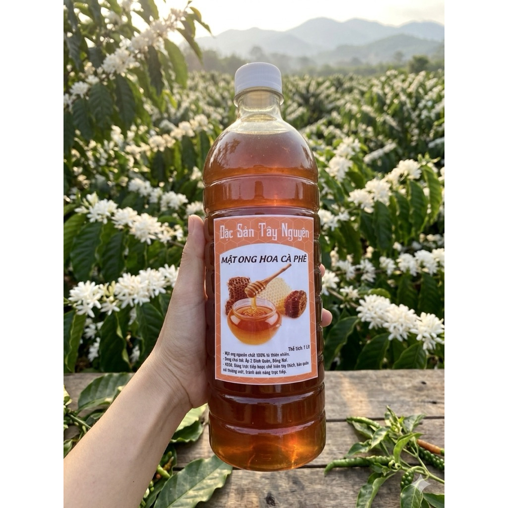 Mật ong nguyên chất (mật hoa cà phê) loại 0,5 lít và 1 lít