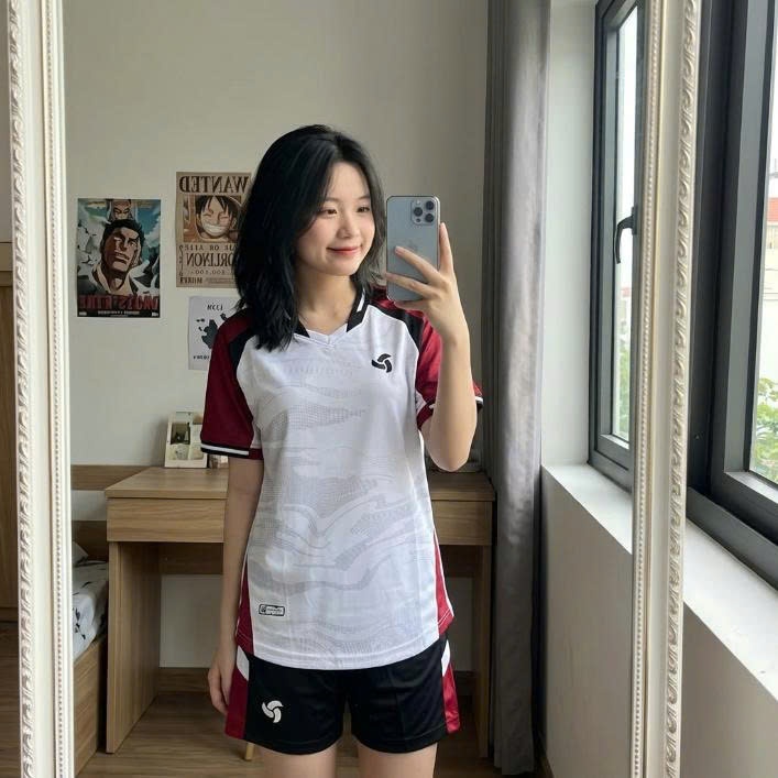 Bộ quần áo bóng đá Xoáy Trắng Đỏ  in tên số theo yêu cầu-Áo bóng đá,đồ đá banh chất liệu thun, mè