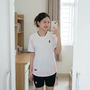Bộ quần áo bóng đá Tia Sét Hồng in tên số theo yêu cầu-Áo bóng đá,đồ đá banh chất liệu thun, mè