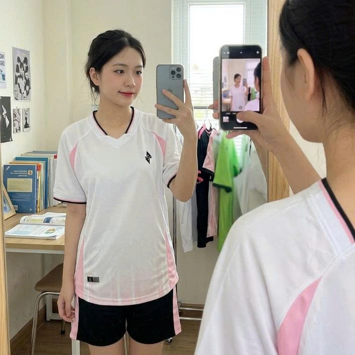 Bộ quần áo bóng đá Tia Sét Hồng in tên số theo yêu cầu-Áo bóng đá,đồ đá banh chất liệu thun, mè
