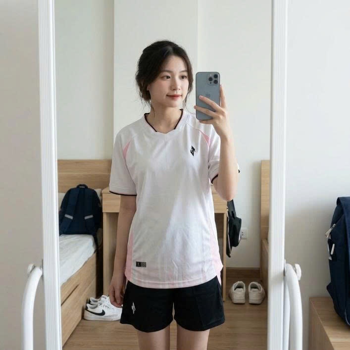 Bộ quần áo bóng đá Tia Sét Hồng in tên số theo yêu cầu-Áo bóng đá,đồ đá banh chất liệu thun, mè