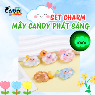 Set Charm Mây Phát Sáng Pastel ✨☁️ Charm Đám Mây Dạ Quang Mini Mix Mặt Cười Kẹo Ngọt Gắn Dép Cute Style Hàn Quốc 🌈💖