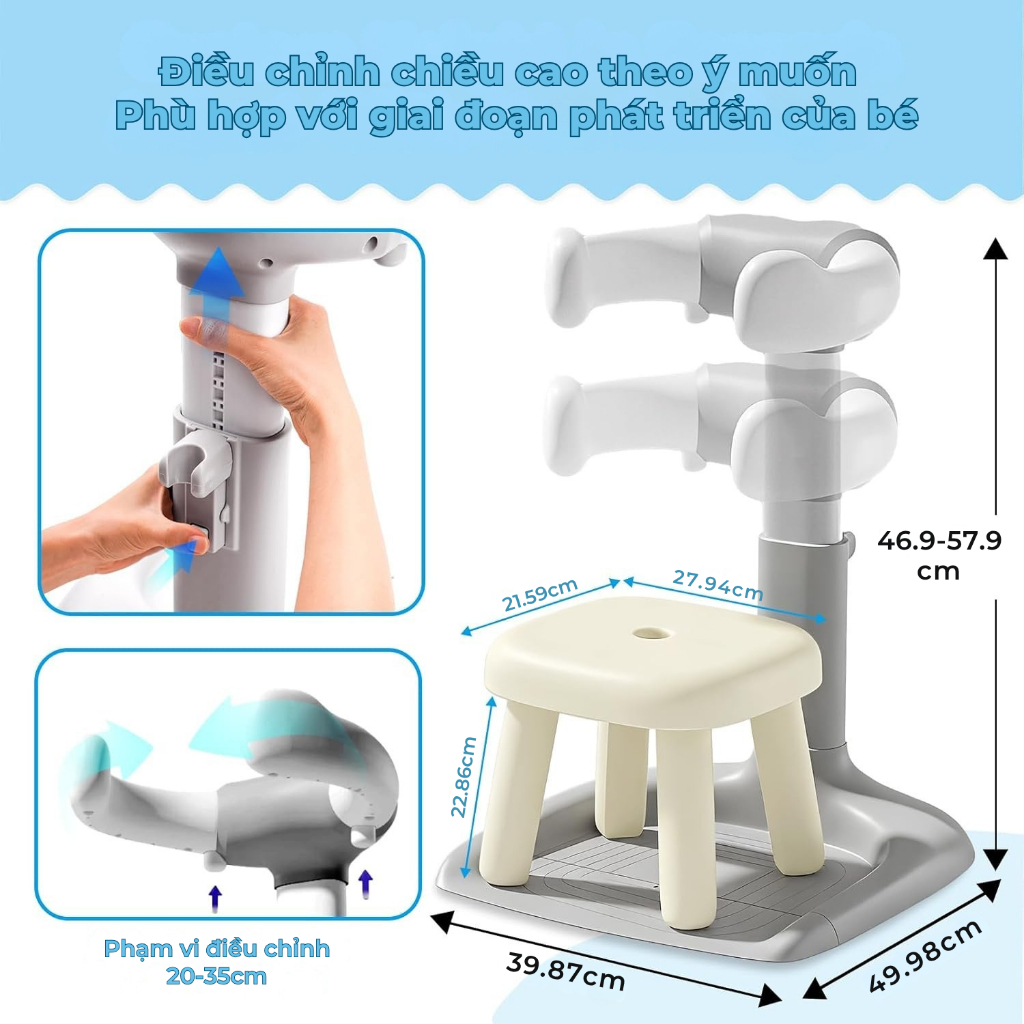 Ghế Tắm Gội Cho Bé BBKids, Có Tay Vịn, Điều Chỉnh Độ Cao, Hỗ Trợ Thay Tã, Chống Trượt - BB010