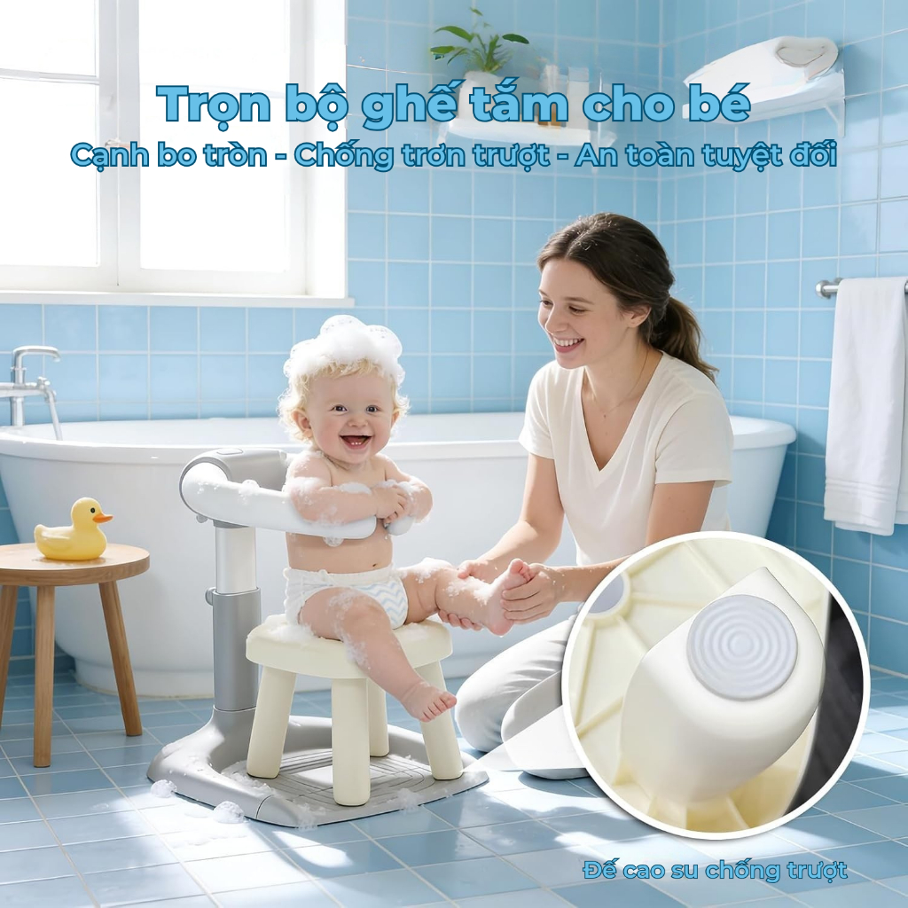 Ghế Tắm Gội Cho Bé BBKids, Có Tay Vịn, Điều Chỉnh Độ Cao, Hỗ Trợ Thay Tã, Chống Trượt - BB010