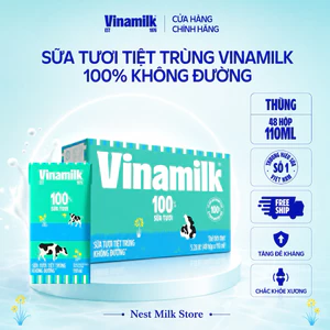 Sữa Tươi Tiệt Trùng Vinamilk Không đường loại 110ml,180ml - Thùng 48 Hộp