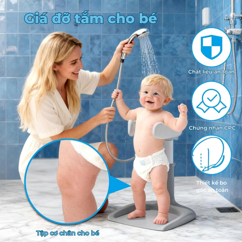 Ghế Tắm Gội Cho Bé BBKids, Có Tay Vịn, Điều Chỉnh Độ Cao, Hỗ Trợ Thay Tã, Chống Trượt - BB010