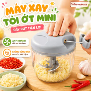 Máy Xay Tỏi Ớt Cầm Tay HomeMate Mini Dây Rút Đa Năng, Dụng Cụ Xay Thực Phẩm Nhà Bếp Tiện Lợi 500ML/900ML