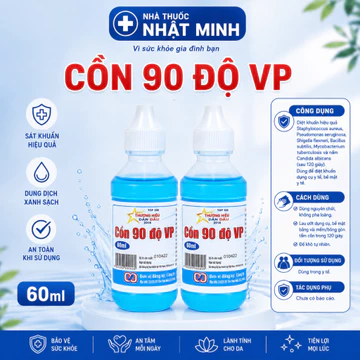 Cồn 90 độ Vĩnh Phúc chai 60ml (sát trùng, rửa tay, vết thương, dụng cụ, bề mặt, nướng mực) (Ethanol / ancol / alcohol)