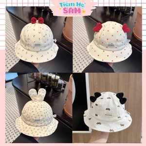 Mũ Bèo Công Chúa Cho Bé Gái 3-15 Tháng, Mũ Cotton Có Quai, Mũ Bucket chống nắng cho bé - MUG01