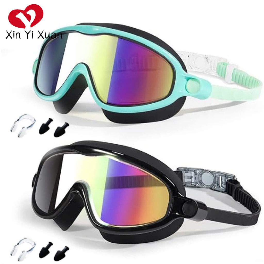Kính bơi người lớn chống tia UV tráng gương bản to - Chống nước và chống mờ